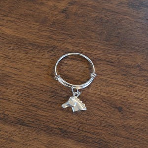 Horse Adjustable Charm Ring, Silver - - LadybugfeetDesigns -