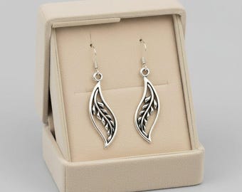 Fancy Leaf Sterling Silver Dangle earrings