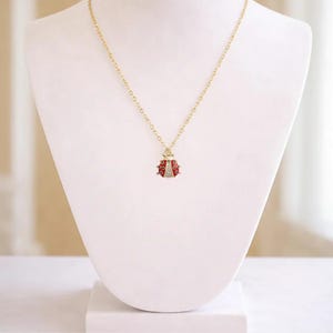 Ladybug necklace, Gold - 20 inch - - LadybugfeetDesigns -
