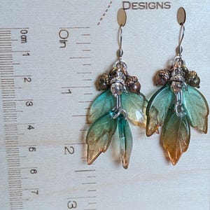 Acorn Leaf Cluster Hook Earrings, Silver - - LadybugfeetDesigns -