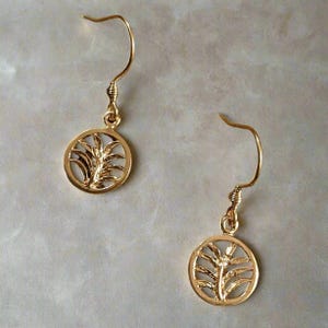 Palm Leaf Rose Gold dangle earrings - - LadybugfeetDesigns -