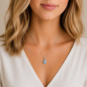Blue Sea Snail Necklace, 20 inches - Silver - - LadybugfeetDesigns -