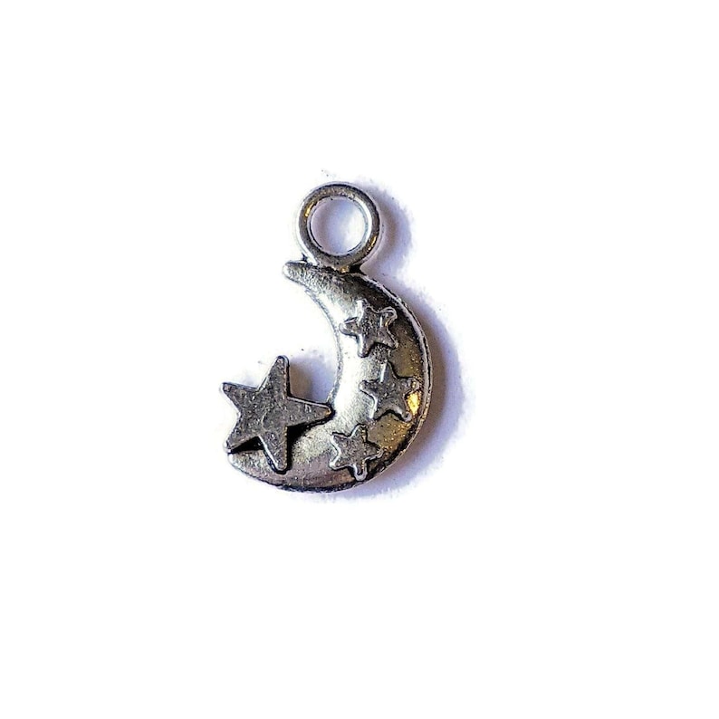 Silver Celestial Moon & Star Charm - - LadybugfeetDesigns -