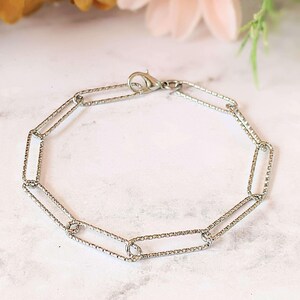 Diamond Cut Silver Paperclip Chain Bracelet - - LadybugfeetDesigns -