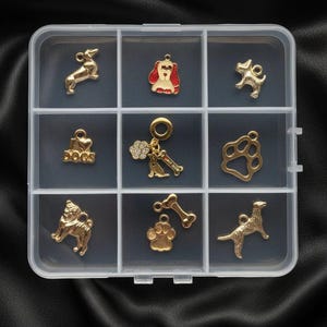 I love Dogs Charm Box - 10 pc., Gold - - LadybugfeetDesigns -