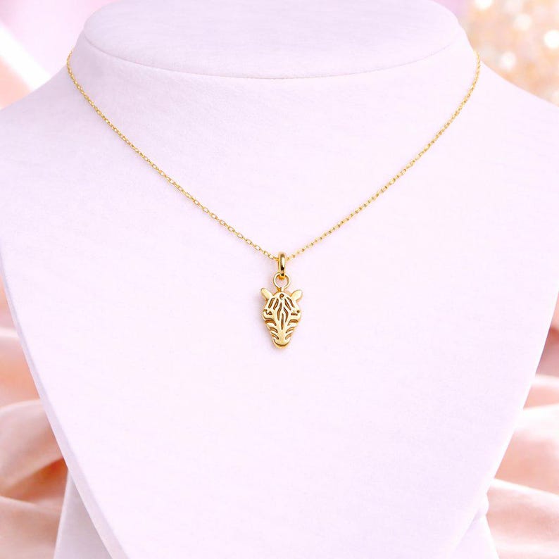 Zebra necklace, Gold - 20 inch - - LadybugfeetDesigns -