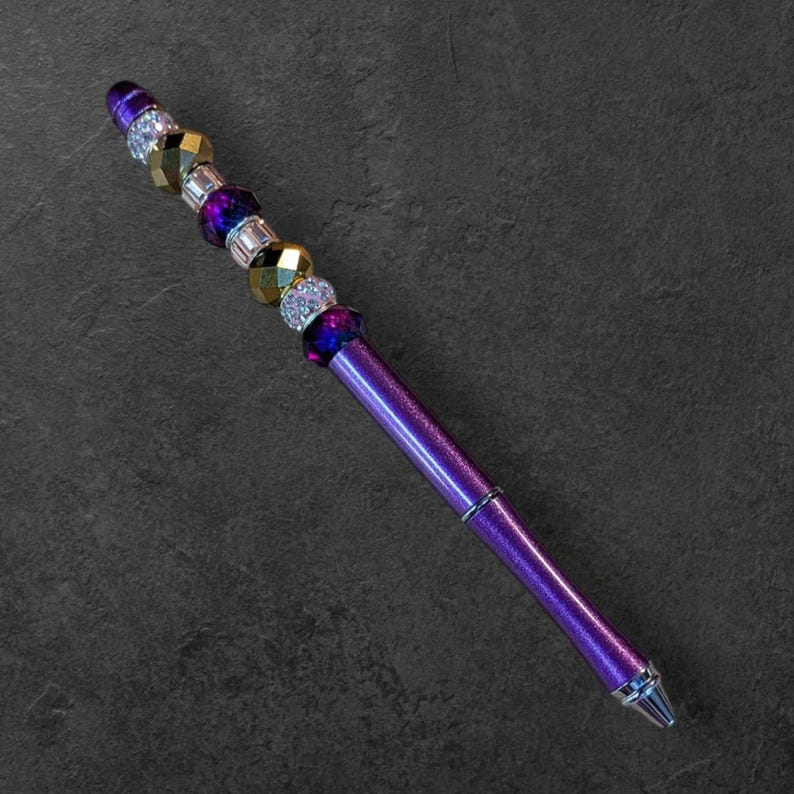 Purple/Gold Crystal Gift Pen - - LadybugfeetDesigns -
