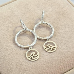 Sterling Double Hoop Sterling Wave Earrings, 3 in 1 Hoops - - LadybugfeetDesigns -