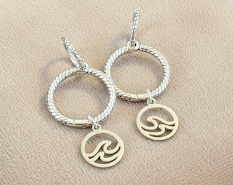 Sterling Double Hoop Sterling Wave Earrings, 3 in 1 Hoops