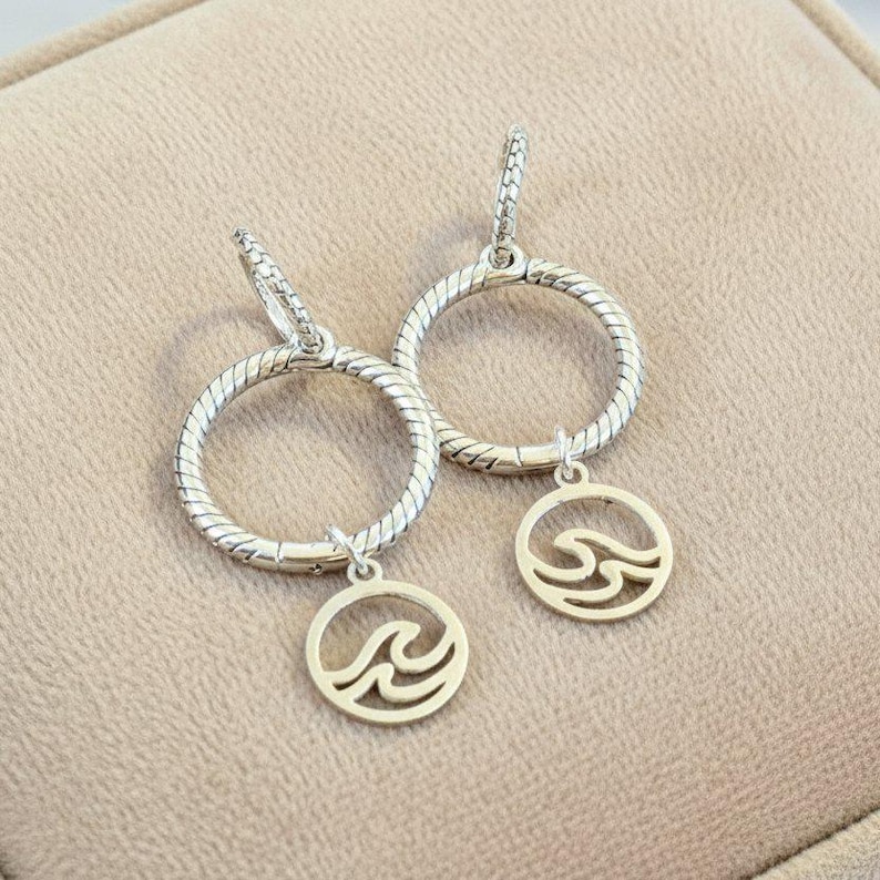 Sterling Double Hoop Sterling Wave Earrings, 3 in 1 Hoops - - LadybugfeetDesigns -