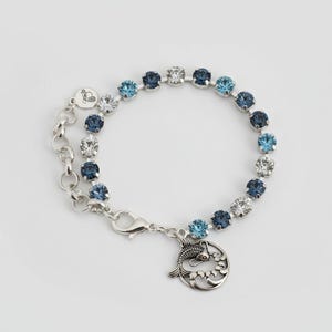 Koi Pendant Faceted Crystal Bracelet, Silver - - LadybugfeetDesigns -