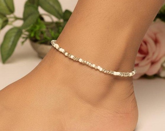 Beaded Stretch Cord Anklet-Clear Breeze
