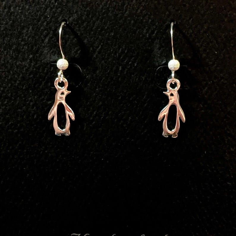 Penguin Sterling Silver dangle earrings - - LadybugfeetDesigns -