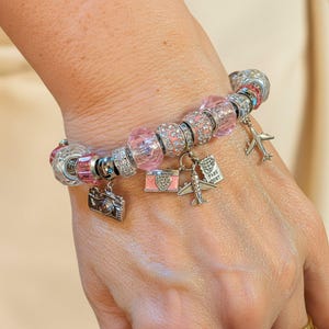 Travel/Vacation European beaded bracelet - Silver - - LadybugfeetDesigns -