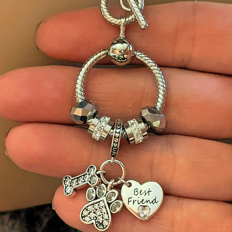 Best Friend Sterling Silver Toggle Charm Necklace, 20 inches - - LadybugfeetDesigns -