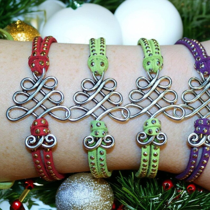 Unalome/Triple Infinity Beaded Suede Bracelet - - LadybugfeetDesigns -