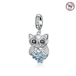 Pretty Owl Sterling Silver Toggle Charm Necklace, 20 inches - - LadybugfeetDesigns -