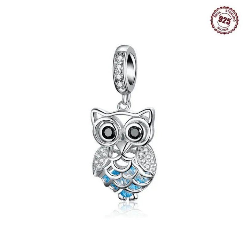 Pretty Owl Sterling Silver Toggle Charm Necklace, 20 inches - - LadybugfeetDesigns -