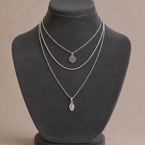 Sunflower Initial Leaf Layered Necklace Set, Silver - - LadybugfeetDesigns -
