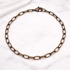 Antique Copper Steel Oval Link Charm Bracelet Base - D.i.y. - Build Your Charm Bracelet!