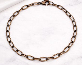 Base de bracelet à breloques maillons ovales en acier cuivré antique - D.i.y. - Créez votre bracelet à breloques !