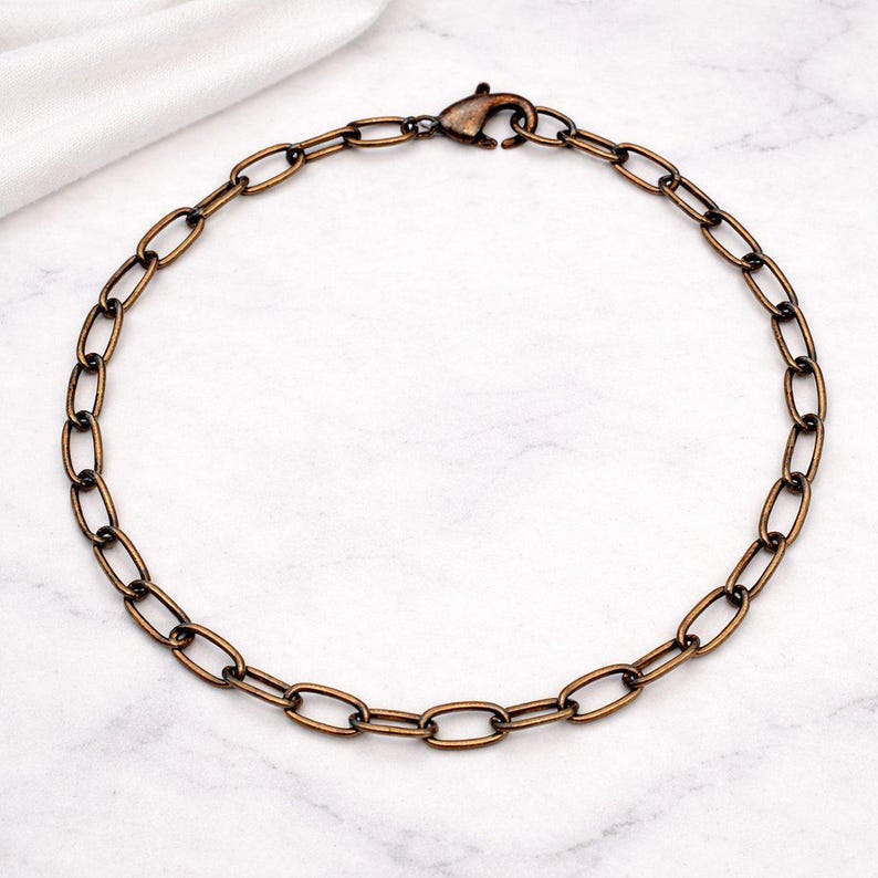 Antique Copper Steel Oval Link Charm Bracelet Base - D.i.y. - Build Your Charm Bracelet!