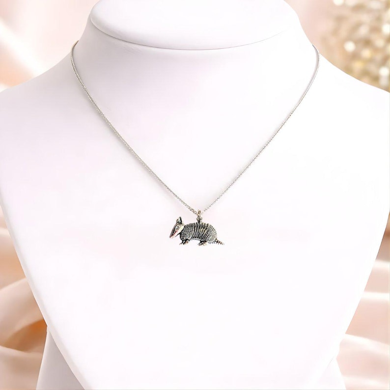 Armadillo Pendant charm necklace, Sterling Silver - 22 inch - - LadybugfeetDesigns -