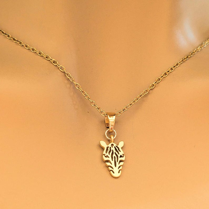Zebra necklace, Gold - 20 inch - - LadybugfeetDesigns -