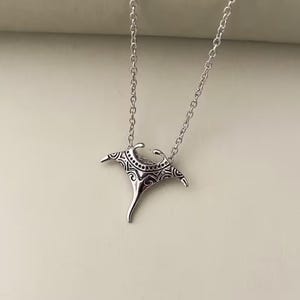 Large Manta Ray Necklace, Silver - 18 inches - - LadybugfeetDesigns -