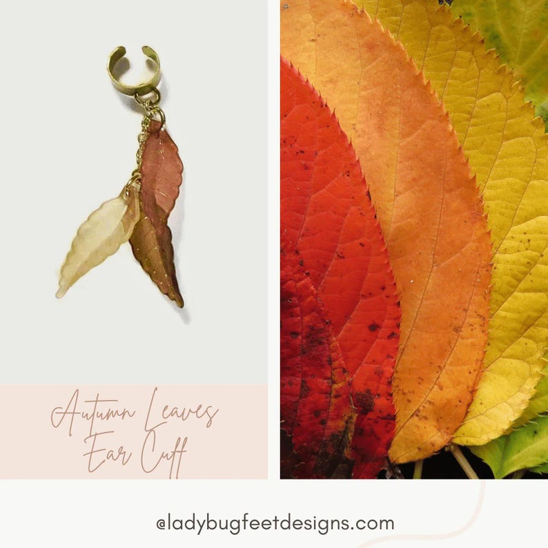 Autumn Leaves Ear Cuff, Gold - - LadybugfeetDesigns -