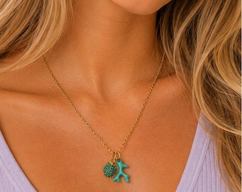 Aqua Blue Coral necklace, Gold - 18- 24 inch
