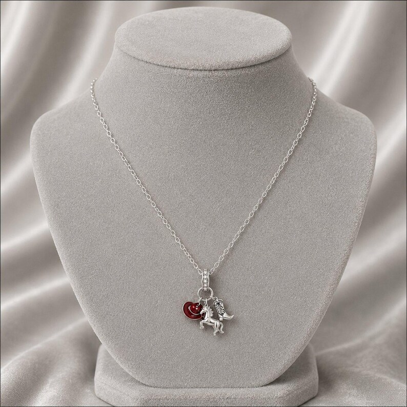 Country Western Girl Necklace, 20 inches - Silver - - LadybugfeetDesigns -