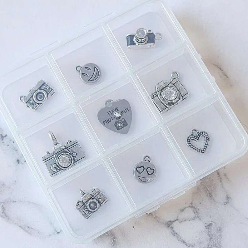 I Love Photography Charm Box - 9 pc., Silver - - LadybugfeetDesigns -