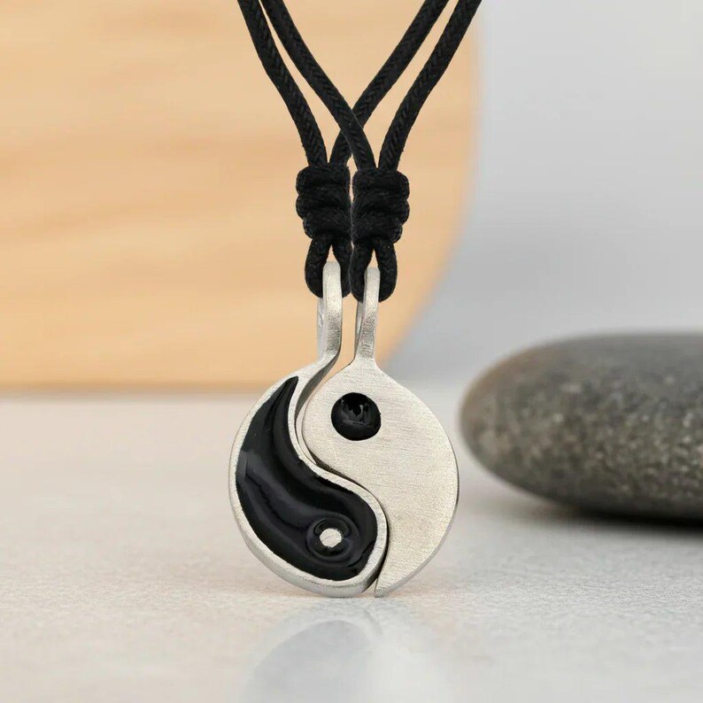 Adjustable YIN and YANG Double Necklace Set - - LadybugfeetDesigns -