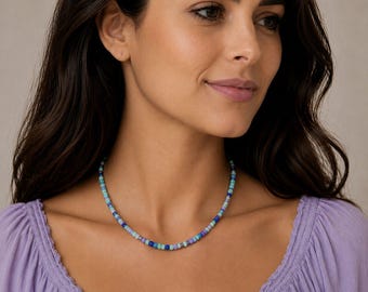 Lila Türkis Perlen Choker Halskette - 16 Zoll