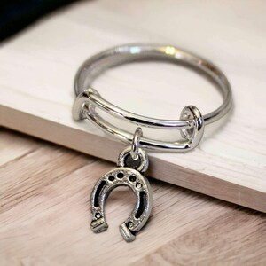 Horse Shoe Expandable Charm Ring - - LadybugfeetDesigns -