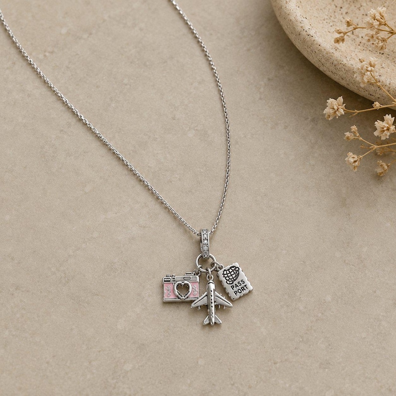 Take me Away Necklace, 20 inches - Silver - - LadybugfeetDesigns -