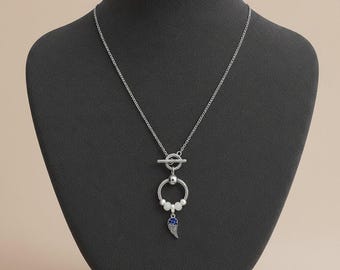 Angel Wing Sterling Silver Toggle Charm Necklace, 20 inches