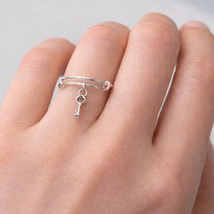 Key to my Heart Expandable Charm Ring, Silver