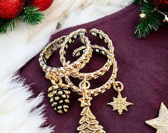 Christmas Chain link Charm Ring - Choose Yours!