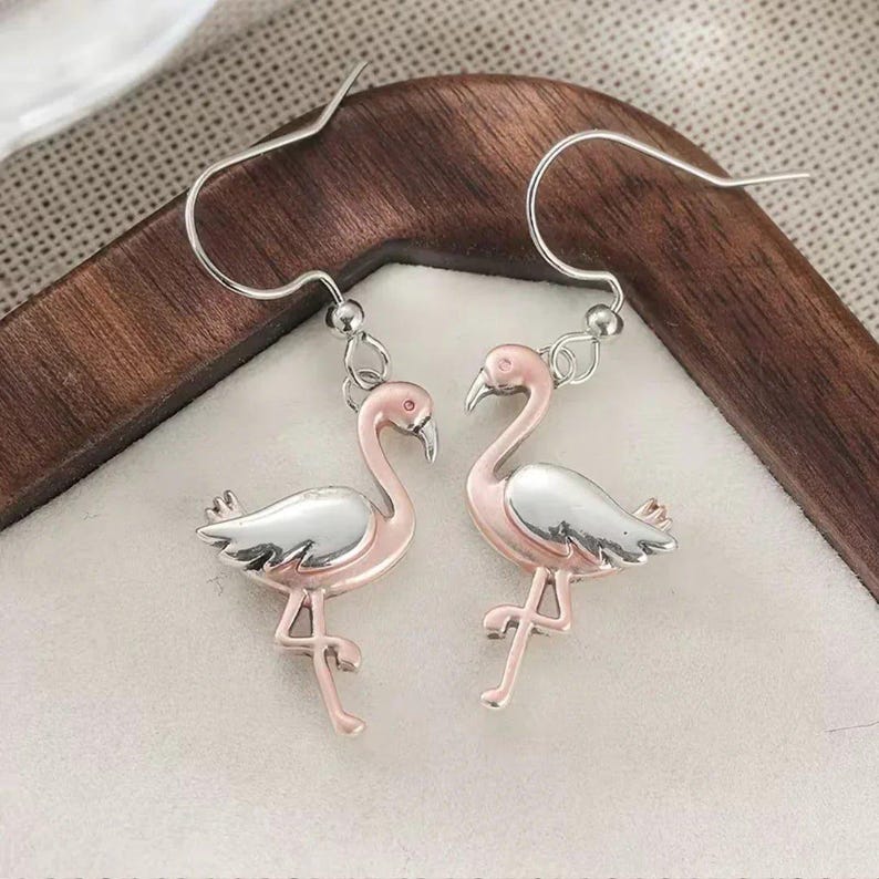 Rustic Flamingo Hook Earrings - - LadybugfeetDesigns -