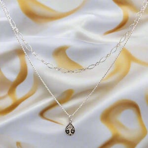 Tree of Life Necklace Set, Silver - - LadybugfeetDesigns -