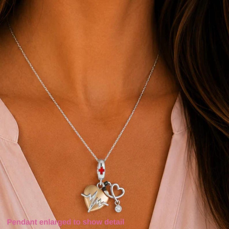 Medical Care-Giver Necklace, 20 inches - Silver image 1