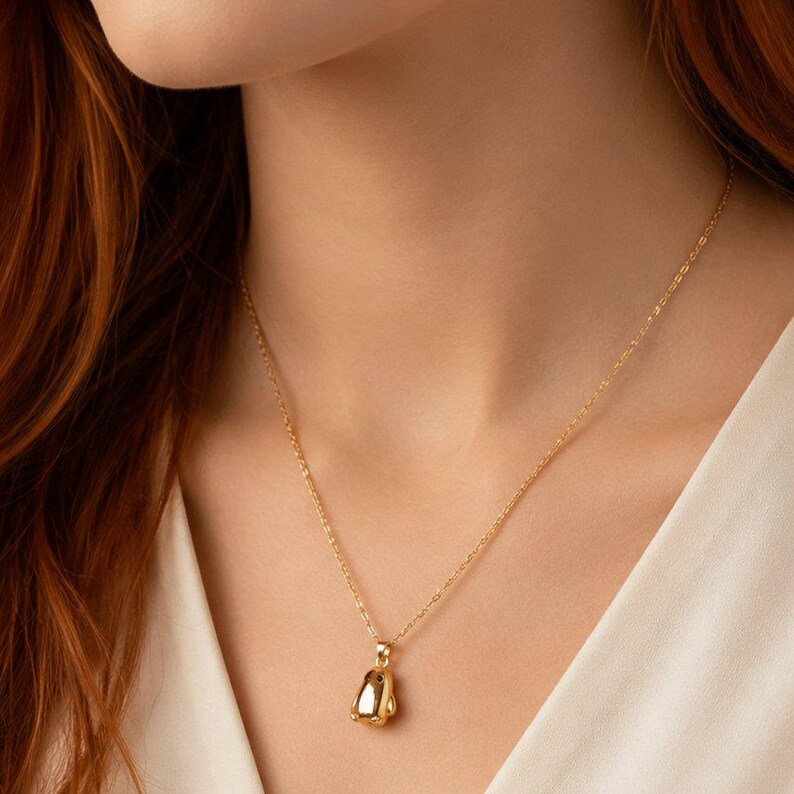 Penguin Necklace, Gold- 20 inch - - LadybugfeetDesigns -