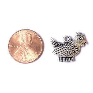 Silver Chicken Charm - - LadybugfeetDesigns -