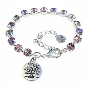 Pink Tree of Life Faceted Crystal Bracelet - - LadybugfeetDesigns -