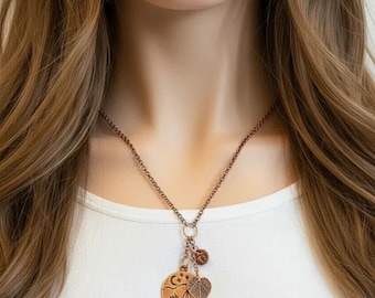 Camping Charm Keeper Necklace, Antique Copper - 18-24 inch