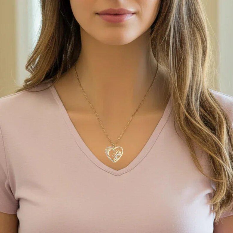 Sun Moon Heart necklace, Gold - 20 inch - - LadybugfeetDesigns -