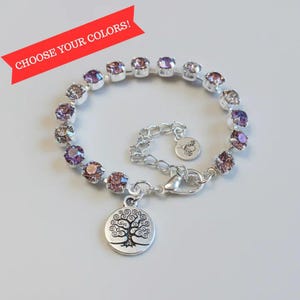 Pink Tree of Life Faceted Crystal Bracelet - - LadybugfeetDesigns -