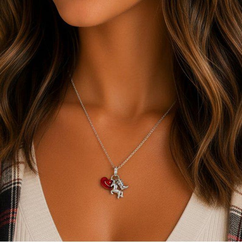 Country Western Girl Necklace, 20 inches - Silver - - LadybugfeetDesigns -